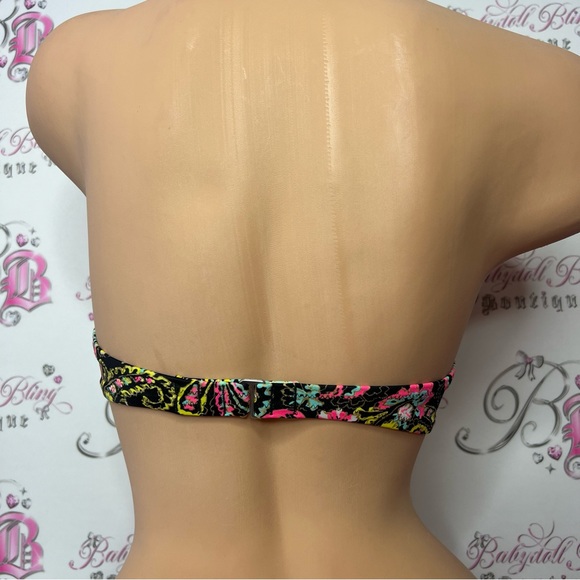 Victoria secret bathing suit top bikini paisley print neon gold sparkly shimmer - Picture 5 of 9